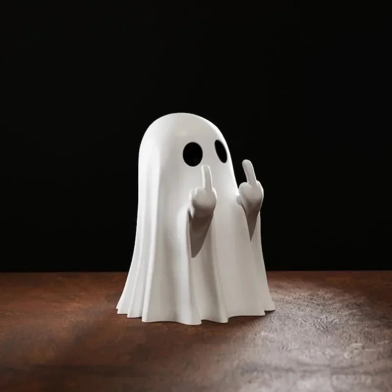 Car Decorate Luminous Middle Finger Cute Ghost Statue Small Scary Ghost Figurines for Halloween Decorations Home Table Ornaments