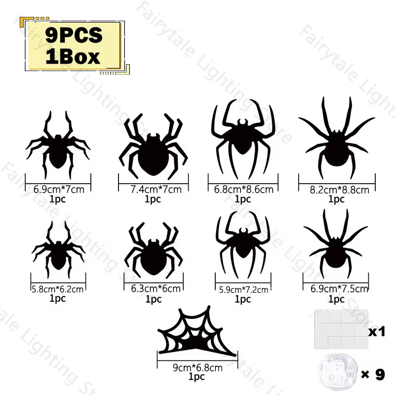 Halloween Bat/Spider Decor Night Light 3D Purple/Green Lights Wall Sticker for Self-Adhesive Decor Halloween Party Decoration