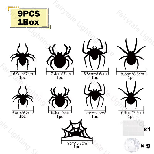 Halloween Bat/Spider Decor Night Light 3D Purple/Green Lights Wall Sticker for Self-Adhesive Decor Halloween Party Decoration
