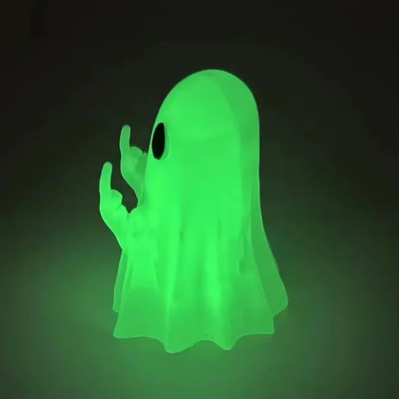 Car Decorate Luminous Middle Finger Cute Ghost Statue Small Scary Ghost Figurines for Halloween Decorations Home Table Ornaments