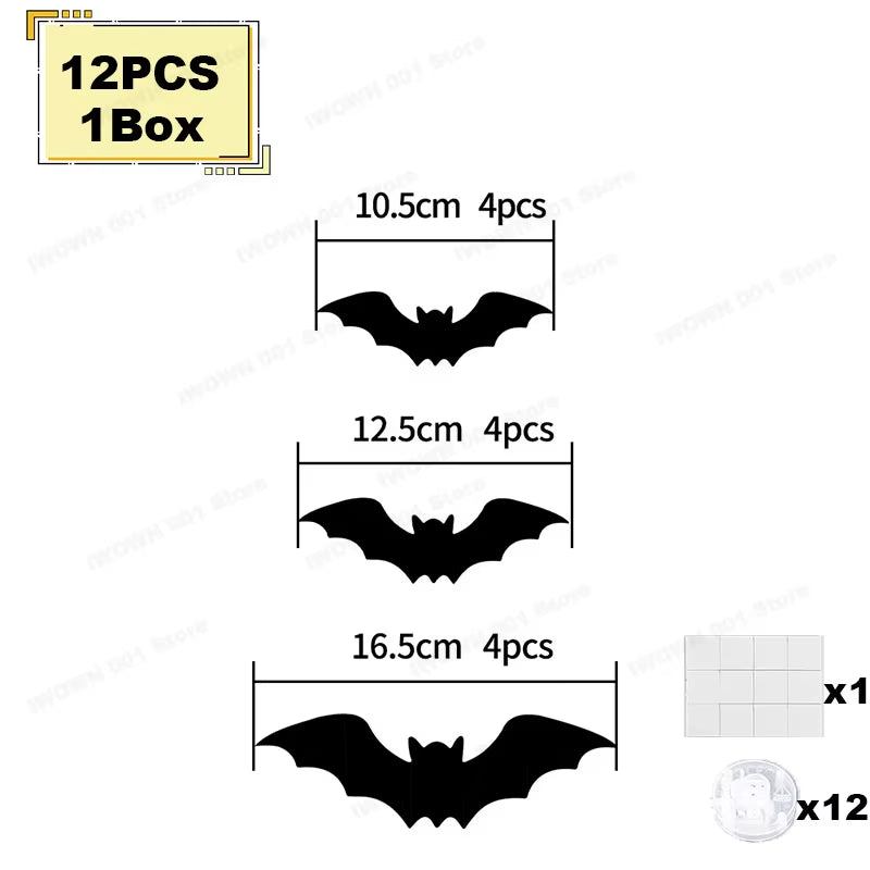 Halloween Bat/Spider Decor Night Light 3D Purple/Green Lights Wall Sticker for Self-Adhesive Decor Halloween Party Decoration