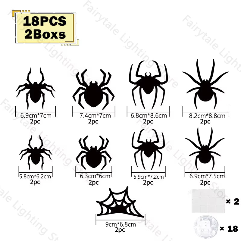 Halloween Bat/Spider Decor Night Light 3D Purple/Green Lights Wall Sticker for Self-Adhesive Decor Halloween Party Decoration