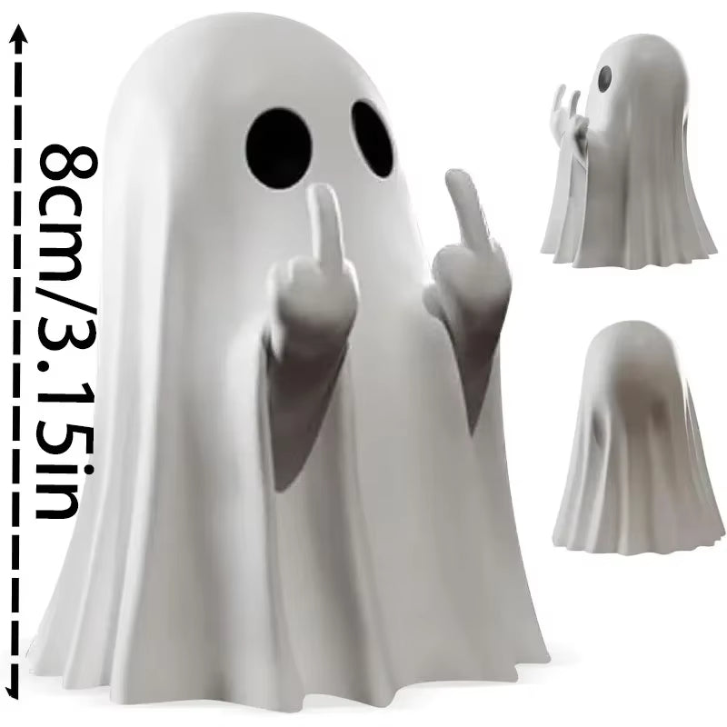 Car Decorate Luminous Middle Finger Cute Ghost Statue Small Scary Ghost Figurines for Halloween Decorations Home Table Ornaments