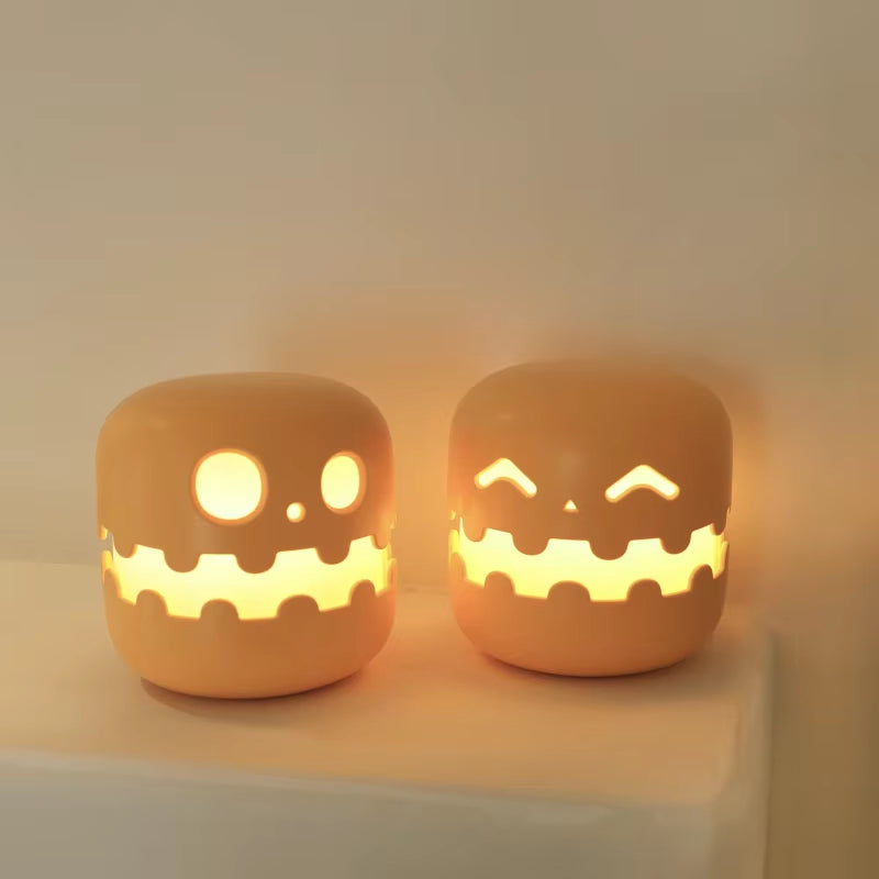 Night Lights Cartoon Ghost Face Bedside Light Halloween Decor Cute Room Rechargeable Lamp for Kids Room Bedroom Decoration