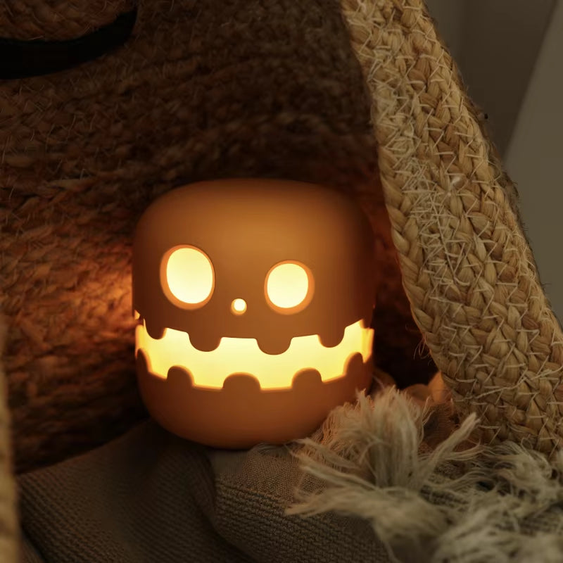 Night Lights Cartoon Ghost Face Bedside Light Halloween Decor Cute Room Rechargeable Lamp for Kids Room Bedroom Decoration