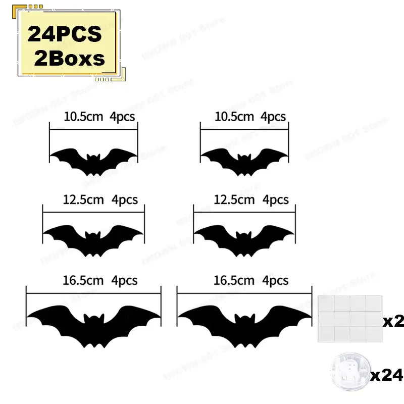 Halloween Bat/Spider Decor Night Light 3D Purple/Green Lights Wall Sticker for Self-Adhesive Decor Halloween Party Decoration