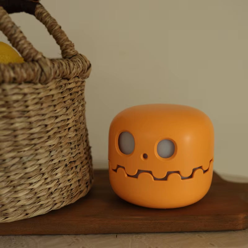Night Lights Cartoon Ghost Face Bedside Light Halloween Decor Cute Room Rechargeable Lamp for Kids Room Bedroom Decoration