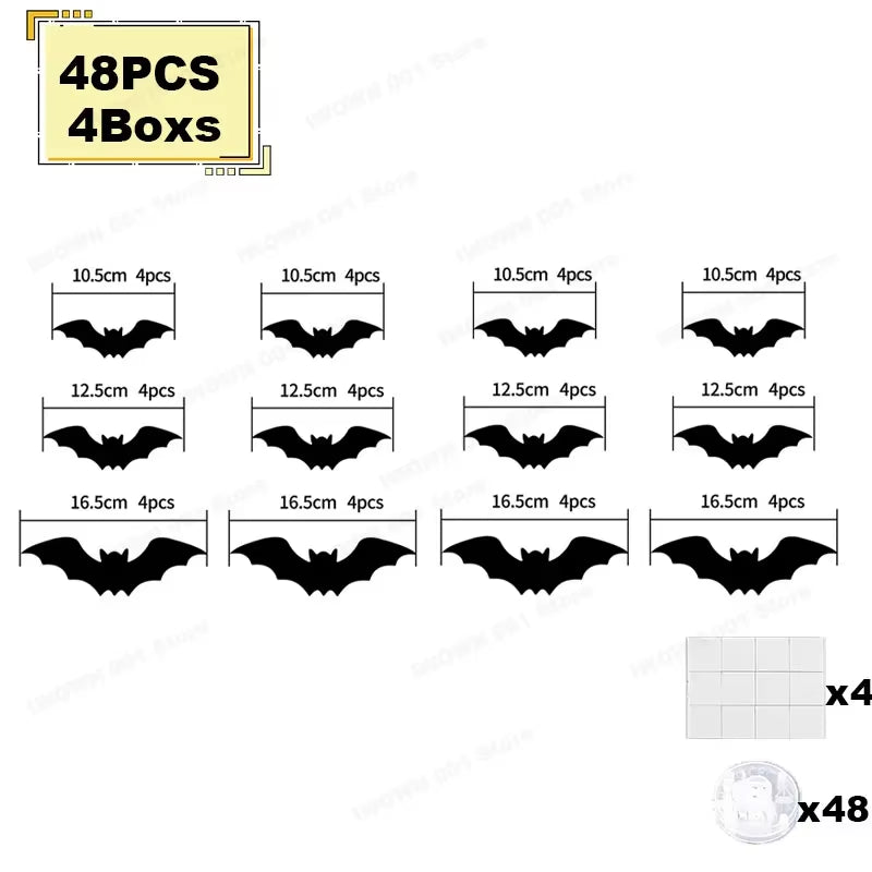Halloween Bat/Spider Decor Night Light 3D Purple/Green Lights Wall Sticker for Self-Adhesive Decor Halloween Party Decoration