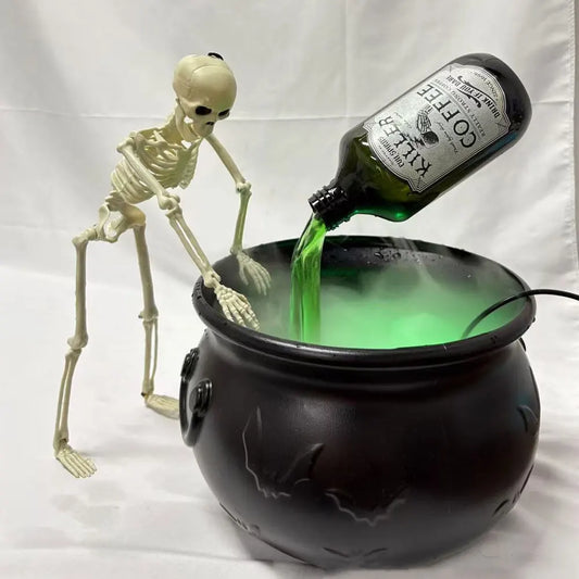 Halloween Witchcauldron with Led Light & Fog Mist Maker Skeleton Decor for Spooky Hocus Pocus Party, Home, Halloween Party