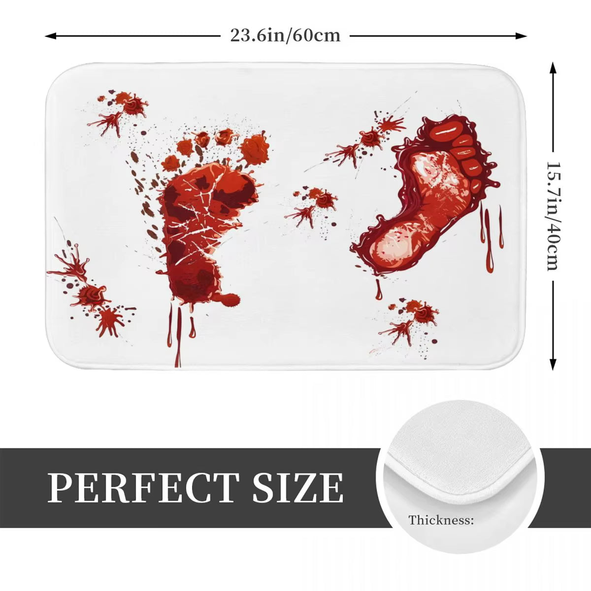 Bloody Footprints Bath Mat Anti-Slip Blood Toilet Pad Quick Dry for Shower Home Entrance Foot Mat Waterproof Bathroom Carpet