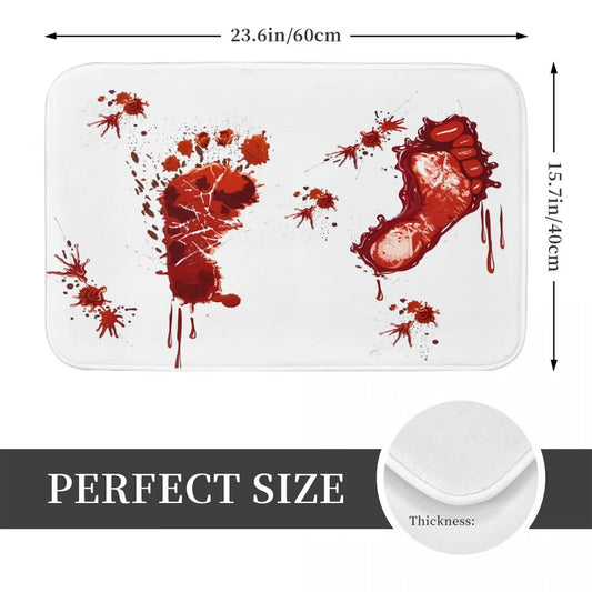 Bloody Footprints Bath Mat Anti-Slip Blood Toilet Pad Quick Dry for Shower Home Entrance Foot Mat Waterproof Bathroom Carpet