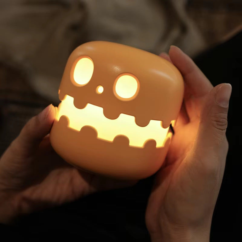 Night Lights Cartoon Ghost Face Bedside Light Halloween Decor Cute Room Rechargeable Lamp for Kids Room Bedroom Decoration