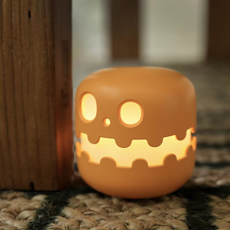 Night Lights Cartoon Ghost Face Bedside Light Halloween Decor Cute Room Rechargeable Lamp for Kids Room Bedroom Decoration