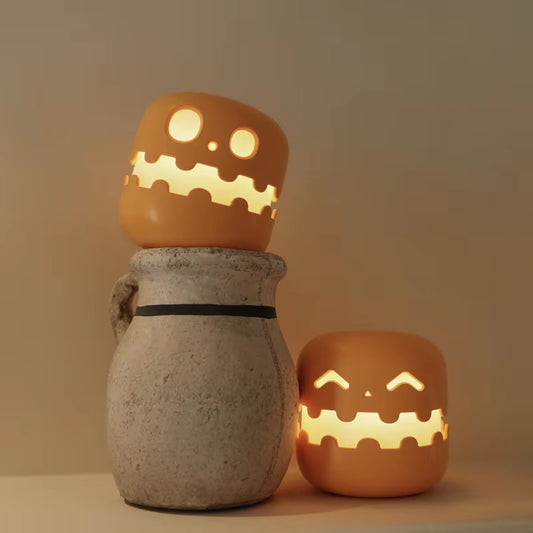 Night Lights Cartoon Ghost Face Bedside Light Halloween Decor Cute Room Rechargeable Lamp for Kids Room Bedroom Decoration