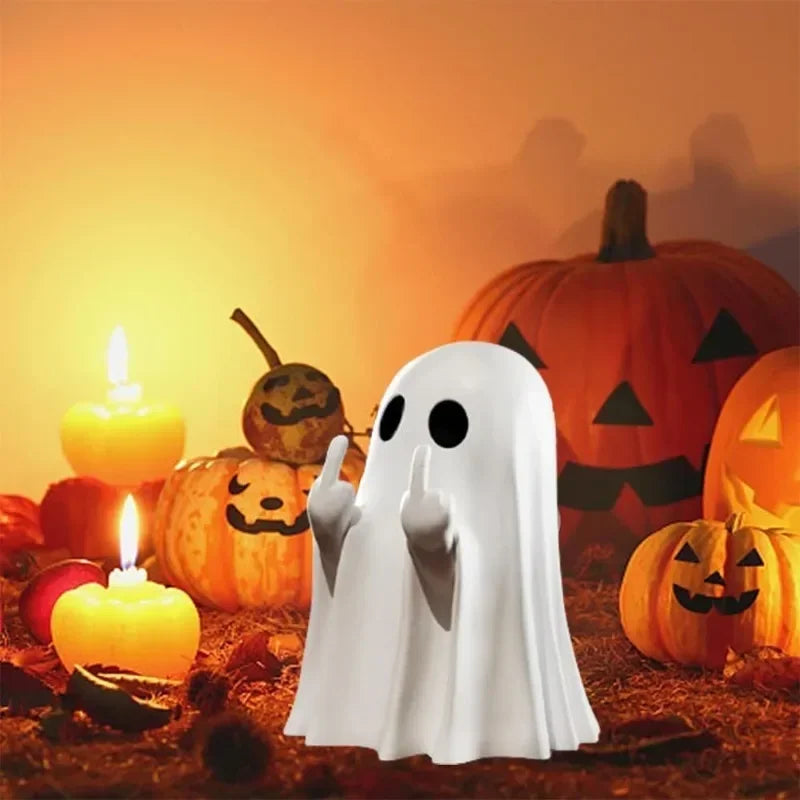 Car Decorate Luminous Middle Finger Cute Ghost Statue Small Scary Ghost Figurines for Halloween Decorations Home Table Ornaments