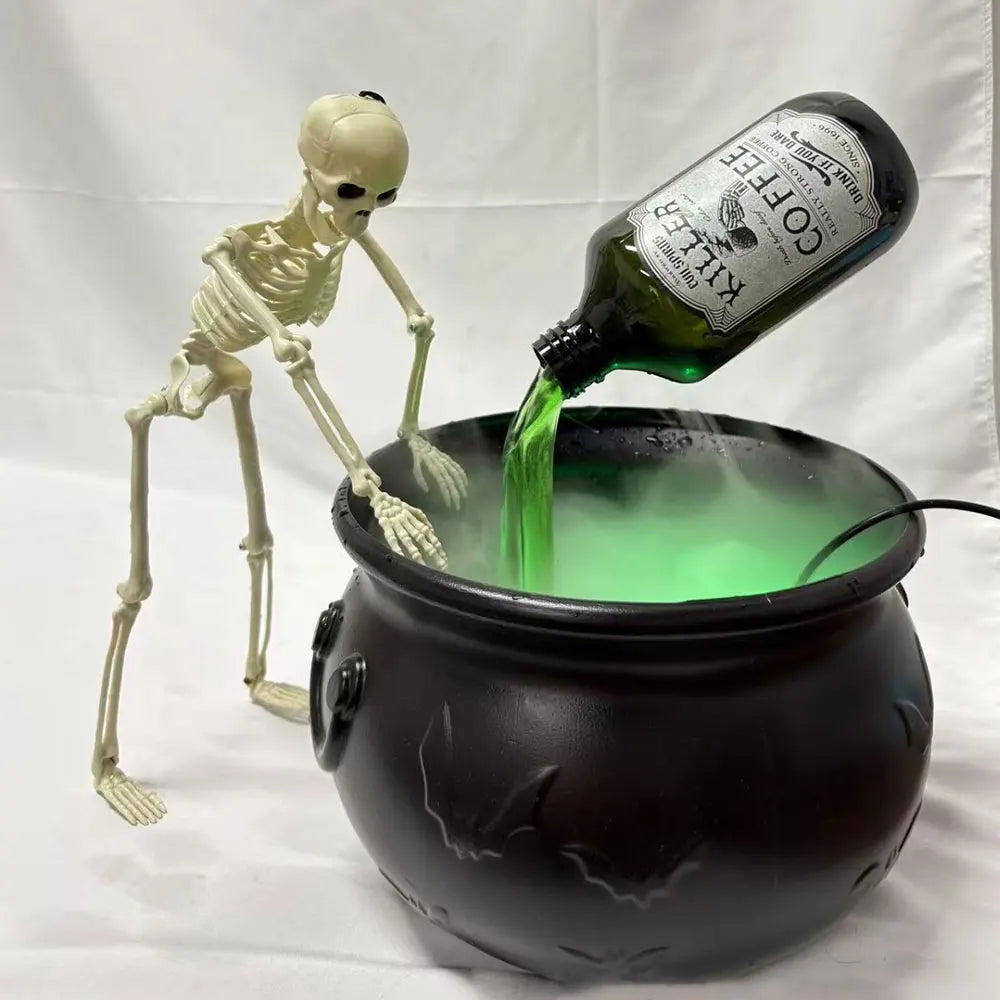 Halloween Witchcauldron with Led Light & Fog Mist Maker Skeleton Decor for Spooky Hocus Pocus Party, Home, Halloween Party